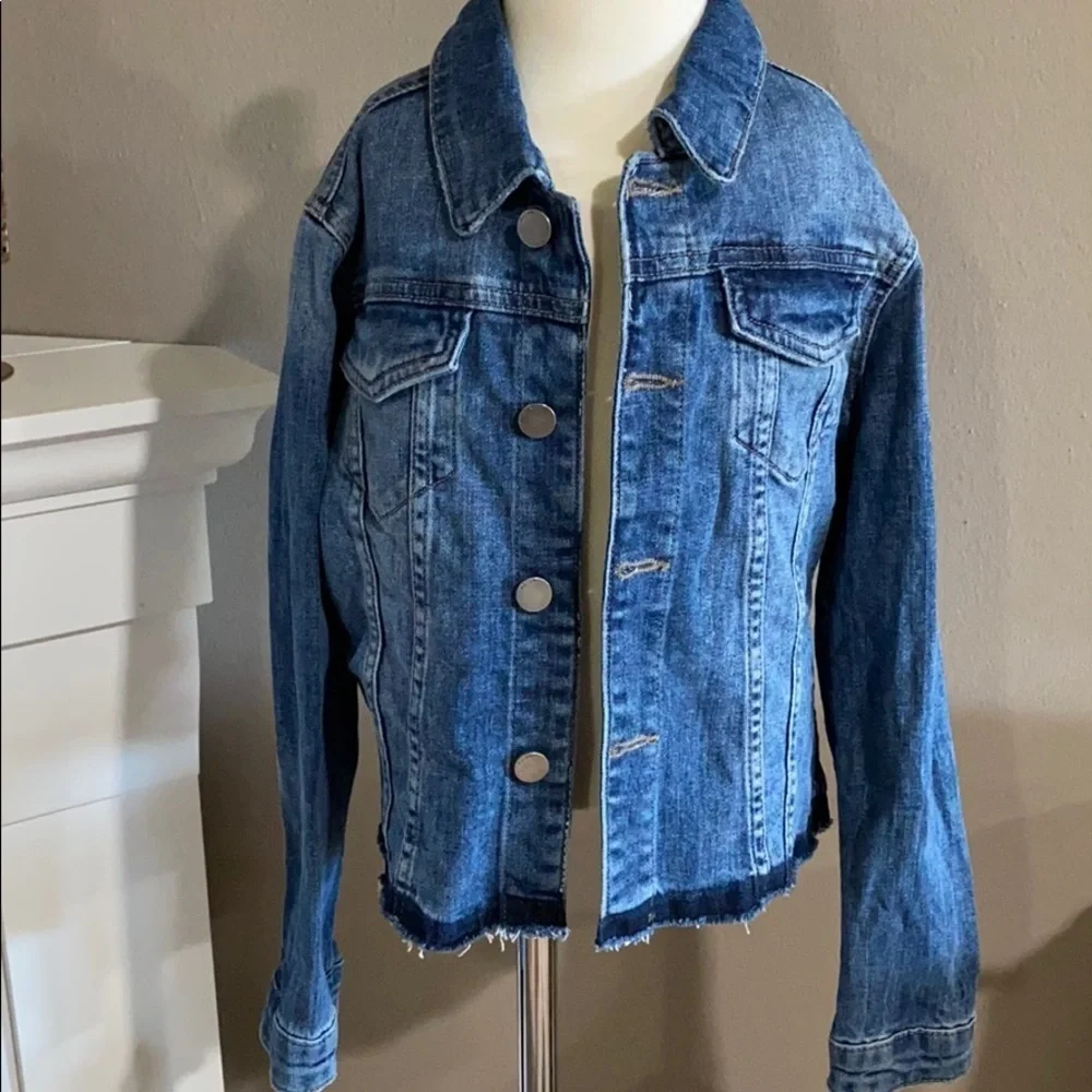 DL1961 Manning Mid Wash Denim Raw Hem Jacket